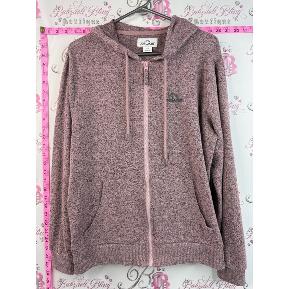 Jordache hoodie sweater zip up heathered grey Dusty Rose Heathered Zip Hoodie